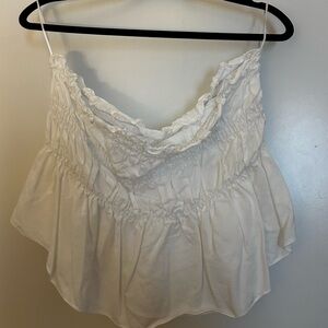 Anthropologie White Rouched Tube top